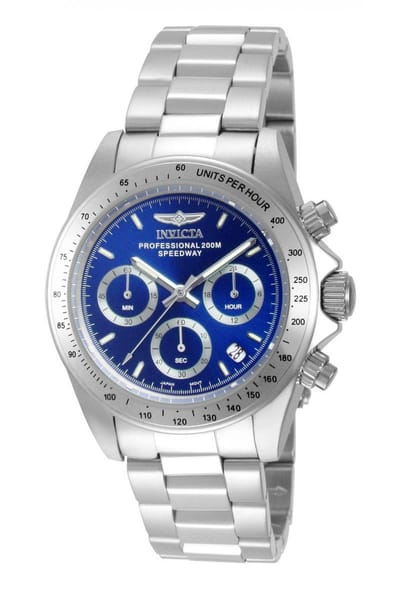 Invicta Speedway 14382 Heren Horloge - Quartz Uurwerk - Roestvrij Staal met blauwe Wijzerplaat - 39mm