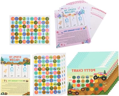 Stickerkaarten Zindelijkheidstraining - Beloningsschema Peuters - Goede Gewoontes Ontwikkelen - Felle Kleuren Ontwerp - 25.50X18.60CM - Multi