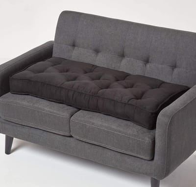 Homescapes Bankkussen 100 x 48 cm met velours hoes - dik zitkussen zwart