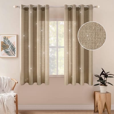 OmGoods - Dailygoody - Voile-gordijnen - Transparant lichtdoorlatend - Goudbruin - Decoratief gordijn - Perfect voor slaapkamer en woonkamer - Set van 2