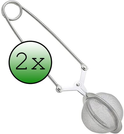 Theezeef met Handgreep Theefilter RVS - Thee Ei Theezeefjes voor Losse Thee - Zilver - 2 Stuks