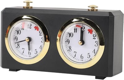 Analoge Schaakklok - Mechanische Timer - Schaakwedstrijden - Opwindbaar Batterijvrij - 15.4 x 5.5 x 9 cm - Zwart