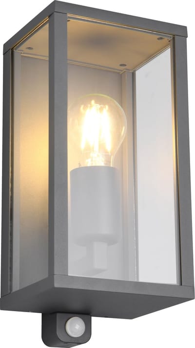 TRIO GARONNE - Wandlamp - Antraciet - excl. 1x E27 7W - Bewegingssensor - Buitenverlichting - IP44