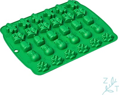 ZijTak - Kerstvorm - 30 figuurtjes - Chocoladevorm - Chocolade - Praline - Kerst - Christmas - Kerstboom - Sneeuwman - Wand Kerstwand - Handschoen - Klokken - Gingerbreadmannetje - Groen