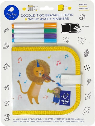 Jaq Jaq Bird kleurboek Mini Doodle It En Go Leeuw met markers.