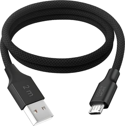 Lange Micro usb kabel - Oplader - Geschikt voor oude ingang Samsung huawei xiaomi oppo honor sony htc jbl bose telefoon speaker koptelefoon oplaadkabel - Stevig - 2 meter - Lang - Zwart