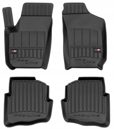 Frogum 3D Rubberen Vloermatten Set – Geschikt voor VOLKSWAGEN Polo IV 2001-2009 (Model zonder bevestigingsclips) – 4-delig – TPE Premium Kwaliteit – Extra Hoge Rand 6 cm – Geurloos – Zwart