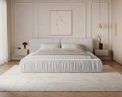 Gestoffeerd Bed 08 met Opbergruimte en Houten Lattenbodem 140x200 cm - Lichtgrijs (Riviera 82)