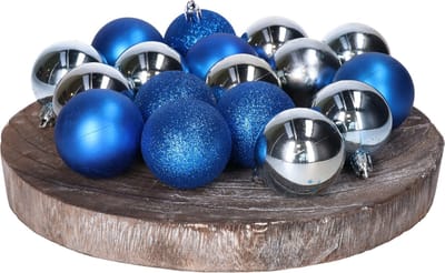 Krist+ Kerstballen - 24x st - helder blauw / zilver - 5 cm - kunststof - glitter/glans/mat