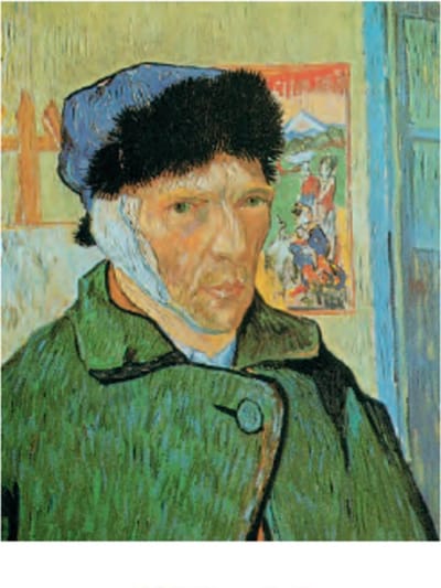 Mini kunstposter - Vincent van Gogh - Zelfportret met verbonden oor - 24x30 cm