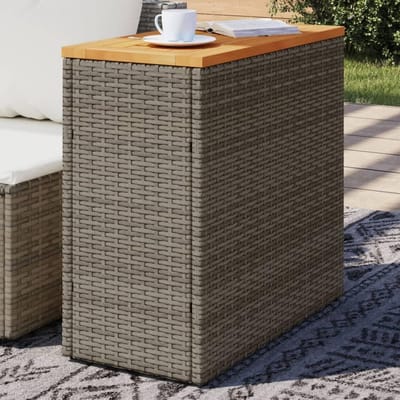 Buitentafel - Tuinmeubel Terrastafel - Buiten Ontspannen - Weerbestendig PE-rotan - 62 x 54 x 8 cm - Grijs en bruin