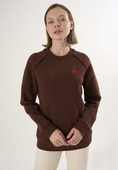 Felix Hardy Basic Sweatshirt Ronde Hals Katoen Dames Bruin - M