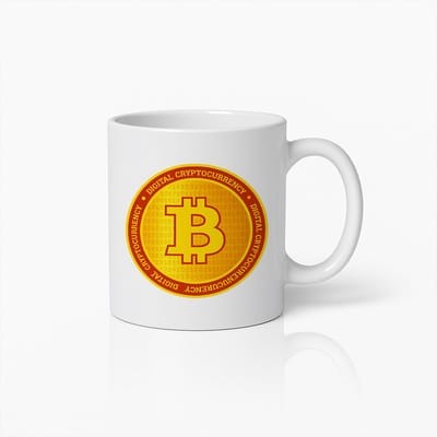 Bitcoin Digitale Cryptomunt Mok – Stoer Crypto Munt Ontwerp – 330 ml Witte Koffiebeker voor Crypto Fans