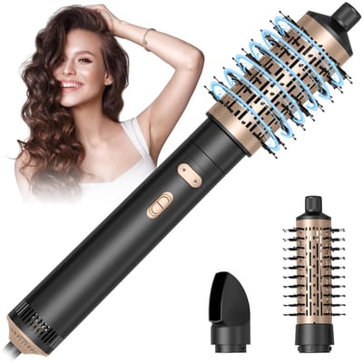 Roterend Set, 3-in-1 Air Styler met Föhnborstel, Warmluchtborstel, Haardroger Thermische Borstel, Krachtige Ronde Borstel Föhn Set voor Drogen, Stylen, Vormgeven (Zwart)