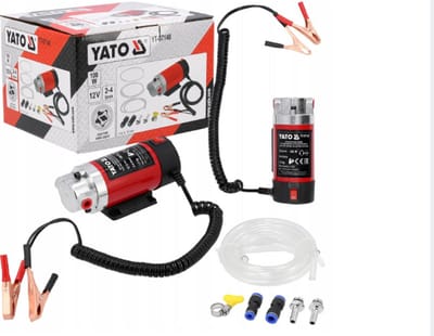 YATO Elektrische Oliepomp 12V – 100W – Oliezuigpomp voor Motorolie, Diesel & Stookolie – Inclusief 3 Slangen – Professionele Olie-extractor