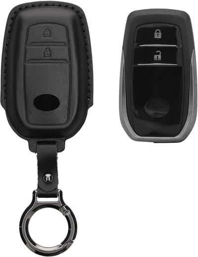 kwmobile leren autosleutel hoesje geschikt voor Toyota 2/3 Button Aygo Yaris Cross RAV4 GR 2020-2024 - Als sleutelhanger met sleutelring - Echt leer in zwart