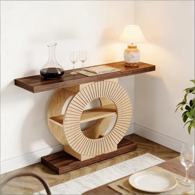 MIVRAY Consoletafel - Smal Haltafeltje Met Onderplank - Landhuisstijl Voor Hal En Woonkamer - Hout - Bruin