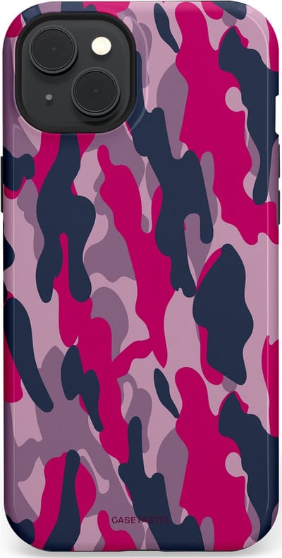 Casetastic hoesje geschikt voor Apple iPhone 15 Plus - MagSafe - Dubbellaagse bescherming - Urban Pink Camo - Fashion Case - Lila Roze Donkergrijs Grijs