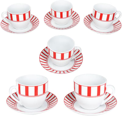 MamboCat Set van 6 SPLIT ROT porseleinen kop en schotel 6 personen