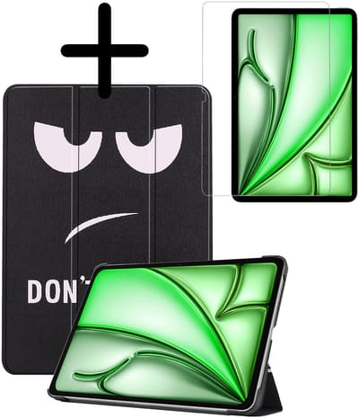 Hoesje Geschikt voor Apple iPad Air M3/M4 (2025/2026) - 11 inch - Met Screenprotector - Trifold Bookcase - Hard Cover - Hardcover Book Case - Tablet Hoes - Don't Touch Me