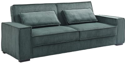 Vente-unique Driezitsslaapbank van spargroen ribfluweel FINORO