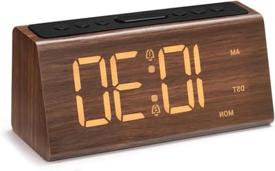 Digitale Wekker - Houten Klok - Wakker Worden - Dimbaar Display - 1.8 Inch Cijfers - Bruin