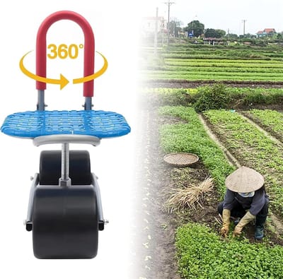 Tuin Scooter - Tuinkar met wielen - Wieden en planten - Verstelbare zithoogte - 25-35 cm - Rood