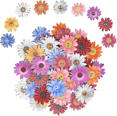 Houten Gerbera Knopen 50 Stuks 25mm Schattig en Creatief, Perfect voor Breien en Baby Kleding