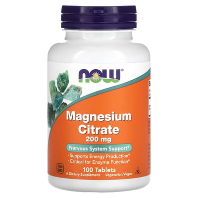 Now Foods Magnesium Citrate 200mg (100 tabs) Standard - Vitaminen, mineralen & gezondheid - Mineralen