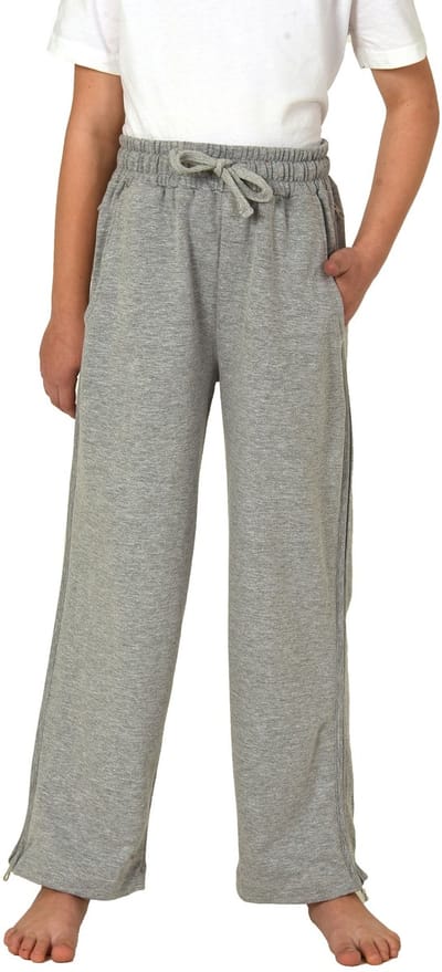 Unisex kinderrevalidatiebroek met zijrits joggingbroek voor revalidatie, fysio, gipsbeen