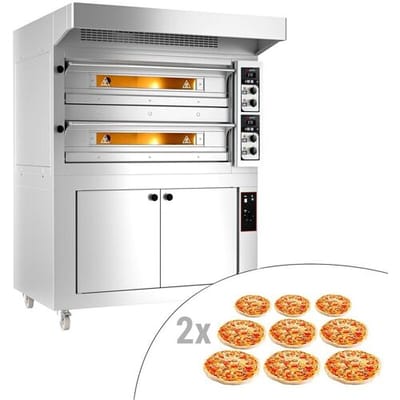 GGM Gastro Elektro Pizzaofen - 9+9x 33cm - Manuell - inkl. Haube & Gärschrank Zilver