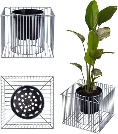 KADAX Plantenmand voor schanskorf, bloempot voor buiten, bloemen, tuin, terras, vierkante plantenbak van verzinkt staal, steenkorf, plantenbak, decoratie, weerbestendig (39 x 39 x 32 cm)