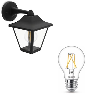 Philips Juli Wandlamp voor Buiten Down (Zwart) - Buitenlamp - E27 - Warmwit Licht - SceneSwitch - Eenvoudig Dimbaar met Je Klassieke Schakelaar