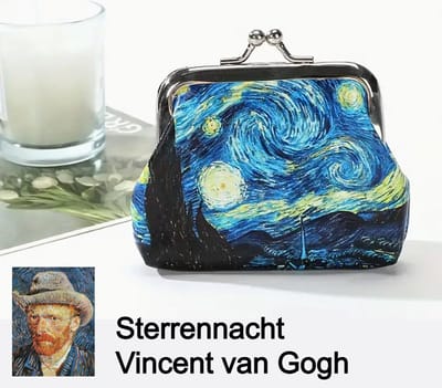 Lagloss® Van Gogh Sterrennacht Beugelportemonnee - Kunstleer/Katoen - Vakantie Cadeaus %%