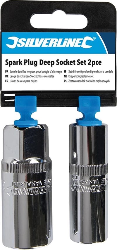 Silverline Diepe bougie dopsleutelset - 16 en 21 mm - chroom vanadium staal - rubberen inlegstukken