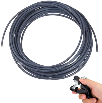 Dailygoods- PTFE-slang 5 m met cutter - Compatibel met Bambu Lab A1/P1P - Creality K1/K1 Max - 2,5 mm ID x 4 mm OD - Grijs - Lage wrijvingscoëfficiënt - Teflonslang