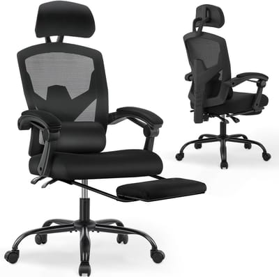 Ergonomische bureaustoel - Comfortabele stoel - Thuiswerken - Verstelbare lendensteun - Standaard - Zwart