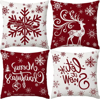 Kussenslopen Kerst - Decoratieve Hoezen - Feestelijke Sfeer - Zachte Pluche Stof - 40x40 cm - Rood