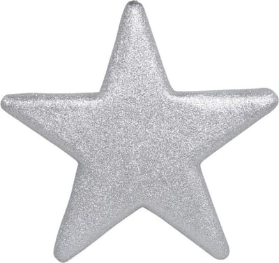 Othmar Decorations Decoratie ster - zilver - 25 cm - kunststof - glitter - hangdecoratie - kerstversiering