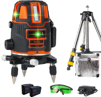 Kibani Kruislijnlaser met Statief - Extra Accu - Bouwlaser Zelfnivellerend - Kruislijnlaser Zelfnivellerend - Kruislaser - Rotatielaser - Laserwaterpas - Lijnlaser - Oplaadbare Accu - groen - met Statief en Opbergbox