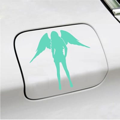 Bumpersticker - Dame Engel - 13 X 14 - Mint