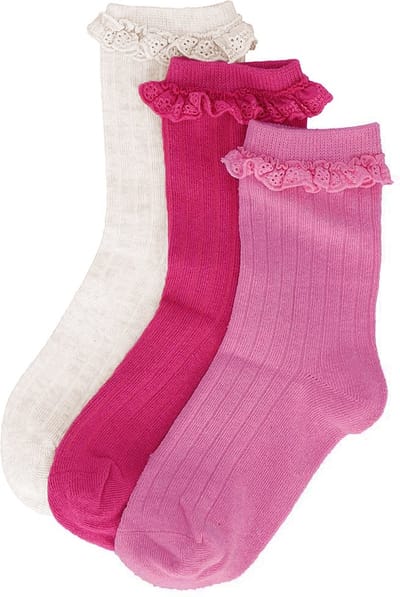 iN ControL 3pack RIB socks RUFFLE fuchsia 23/26