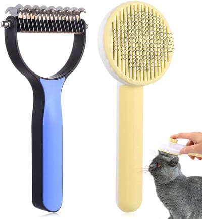 Honden- en kattenborstels voor ondervacht, zelfreinigend, dubbelzijdig, geschikt voor lang en kort haar