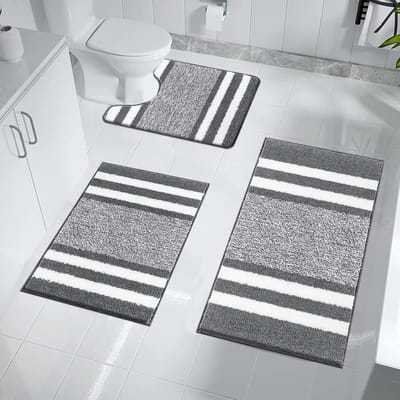 Famanu - Luxe 3-delige badmatset, microvezel, zacht en absorberend, machinewasbaar