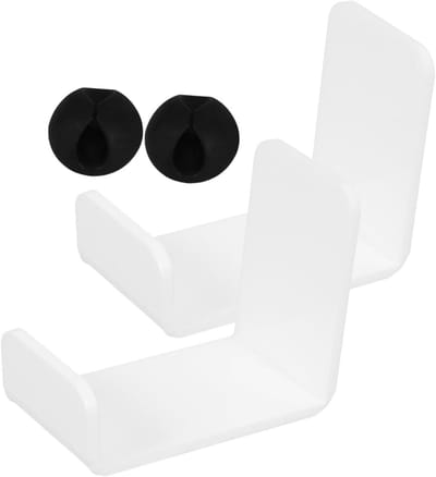 Hoofdtelefoon Hanger - Muurbeugel Microfoon - Opbergen Accessoires - Krasvrije Bevestiging - 6 Stuks - Wit