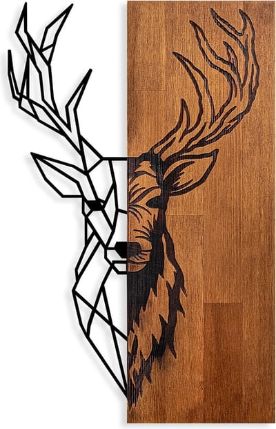 Asir - Decoratief houten wandaccessoire - Okkernoot Zwart - 36 x 58 cm