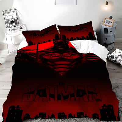 Dekbedovertrek Cartoon B-Batmans Kussensloop Beddengoed Set Volwassen Jongen Meisje Slaapkamer Decoratie Kinder Cadeau Enkel Dubbel Groot Formaat US Twin(172*218cm)3pcs