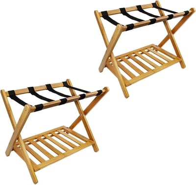 Bagagerek Set - Kofferrek - Bagage Opbergen - Dubbele Opbergruimte - 68x45x55cm - Geel