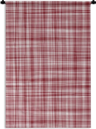 Wandkleed - Wanddoek - Patroon - Rood - Waves - 60x90 cm - Wandtapijt