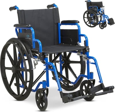 Safe Age® Rolstoel - opvouwbaar lichtgewicht met afneembare voetsteunen - inklapbare armleuningen